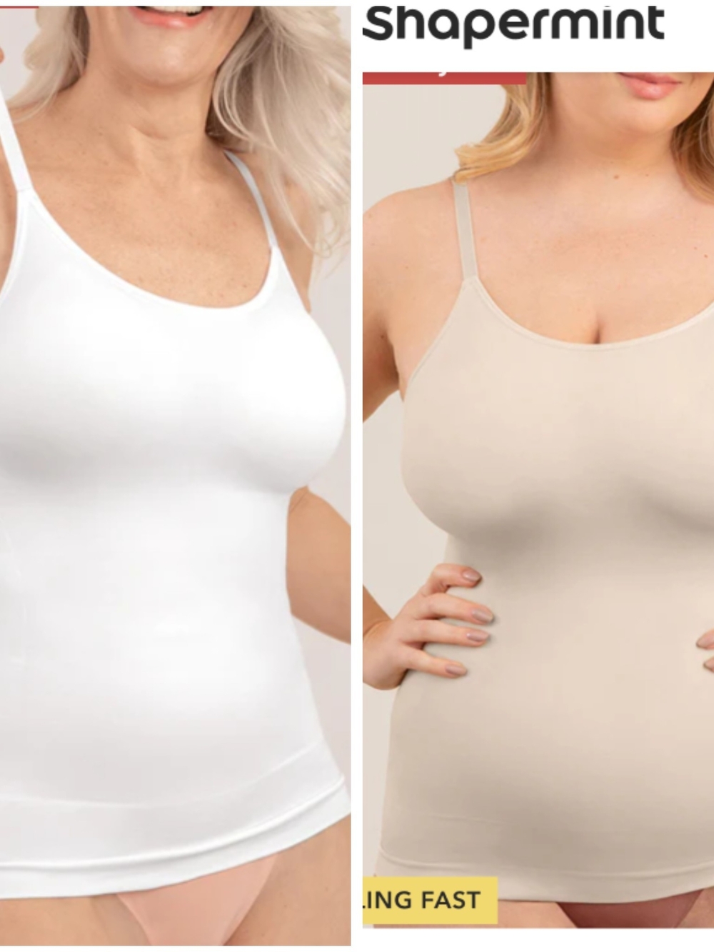 Shapermint Seamless Camisole Tank - White & Nude